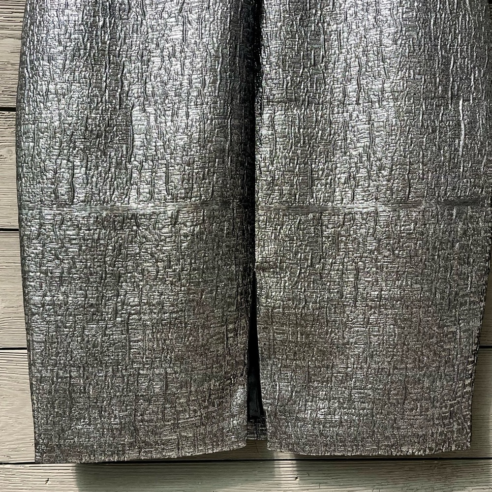 NWT Susana Monaco Silver Chrome Metallic Bodycon Pencil Midi Dress Sz 6 Wedding - Picture 12 of 14